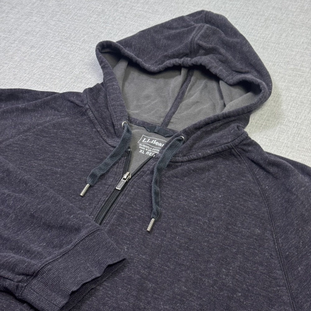 L.L. Bean Full Zip Hoodie Sweatshirt Mens XL Gray Slightly Fitted Cotton Nylon